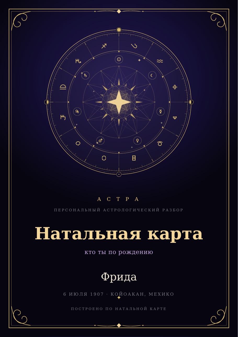 Обложка PDF-примера «Натальная карта» — демо по карте Фриды Кало